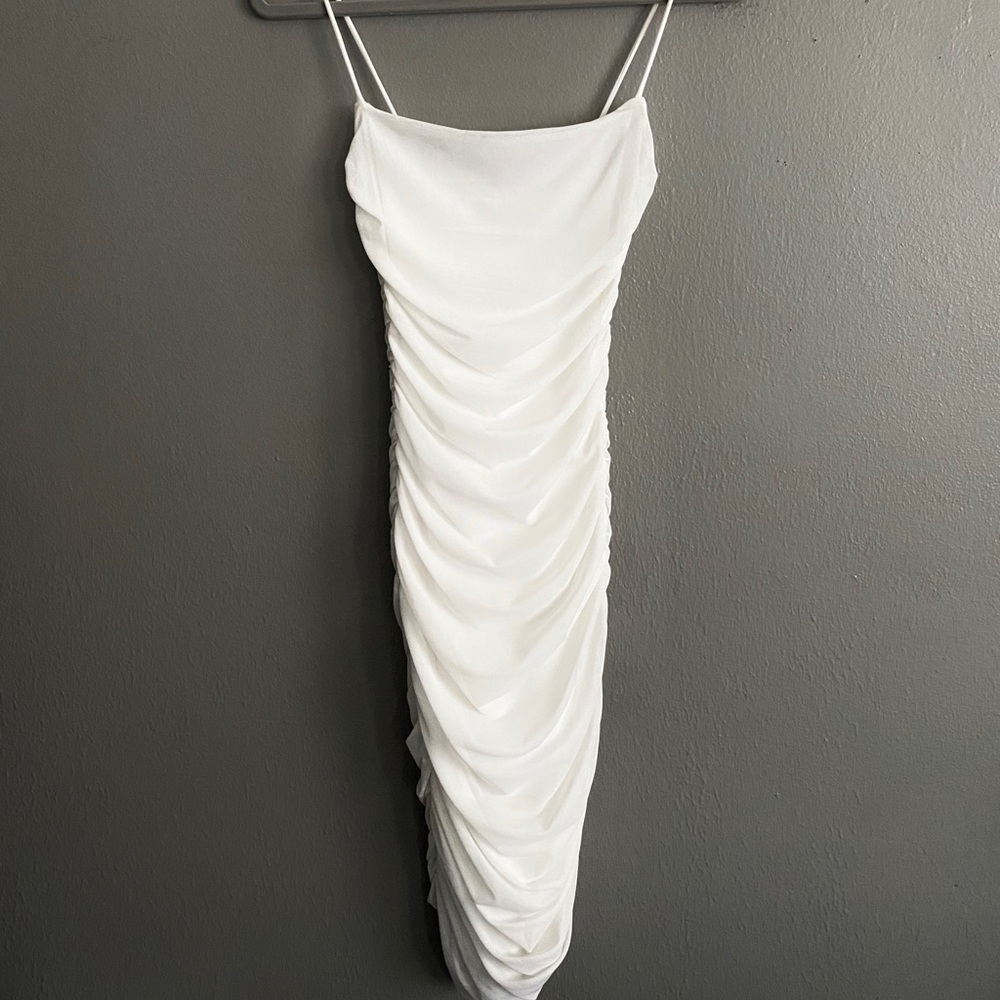 Oh Polly White Knee Length White Dress